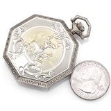 Antique Waltham 14K White Gold 17 Jewels Greek Key Deer Pocket Watch