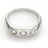 Vintage 14K White Gold 0.78 TCW Diamond Three-Stone Band Ring G/H