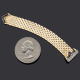 Vintage 14K Yellow Gold Sapphire & Diamond Adjustable Belt Buckle Band Ring