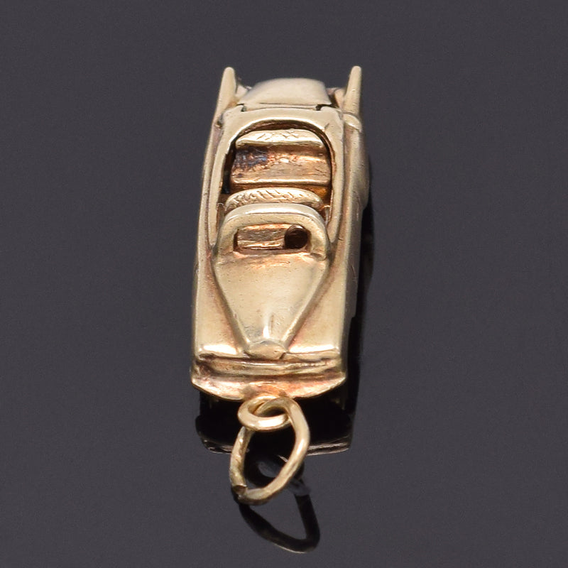 Vintage 14K Yellow Gold Convertible Car Charm Pendant with Moving Wheels 4 Grams