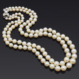 Vintage Platinum & 14K Gold Sea Pearl & 0.68 TCW Diamond Beaded Strand Necklace