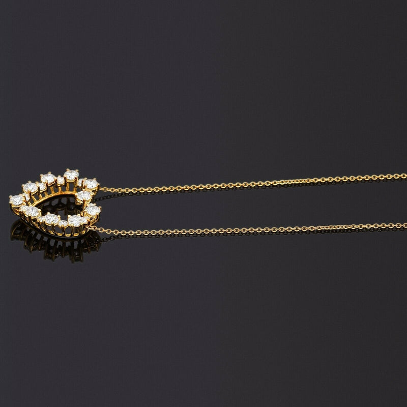 $4,400 Appraised Tiffany & Co. 18K Gold 1.70 TCW Diamond Heart Pendant Necklace
