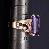 Antique 14K Gold 12.31 Ct Amethyst, Ruby & Diamond Cocktail Ring