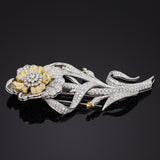 $67,000 Appraised Elan Estella 3 Platinum & 18K Gold 31.99TCW Diamond Brooch Pin