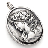 Vintage Henryk Winograd HW 999 Fine Silver Repoussé Woman Grape Vine Pendant