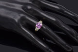 Vintage 10K Yellow Gold Pink Sapphire & Diamond Band Ring