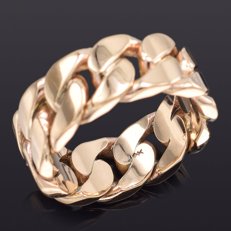 Estate 14K Yellow Gold Cuban Chain Band Ring 13.2 Grams 8.5 mm Size 9.25