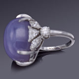 GIA Certified Platinum 32.02 Ct Natural Star Sapphire & 1.70 TCW Diamond Cocktail Ring