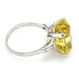 Vintage Platinum 8.02 Carat Citrine & 0.34 TCW Diamond Cocktail Ring