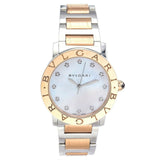 Bvlgari 18K Rose Gold/Steel Mother of Pearl Diamond Dial Watch Automatic 33mm