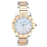 Bvlgari 18K Rose Gold/Steel Mother of Pearl Diamond Dial Watch Automatic 33mm