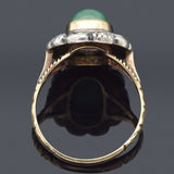 Antique 14K Yellow Gold & Sterling Silver Emerald & Sea Pearl Cocktail Ring