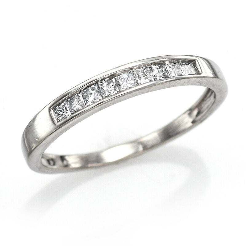 Vintage 14K White Gold 0.26 TCW Diamond Square Cut Band Ring