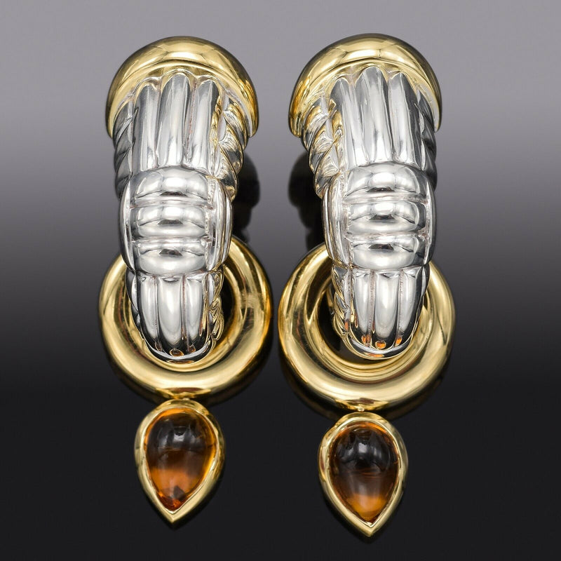 Vintage Van Cleef & Arpels 18K Yellow Gold Sterling Silver Citrine Earrings