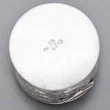 Antique 800 Silver Cherub Etched Round Trinket Pill Box Case