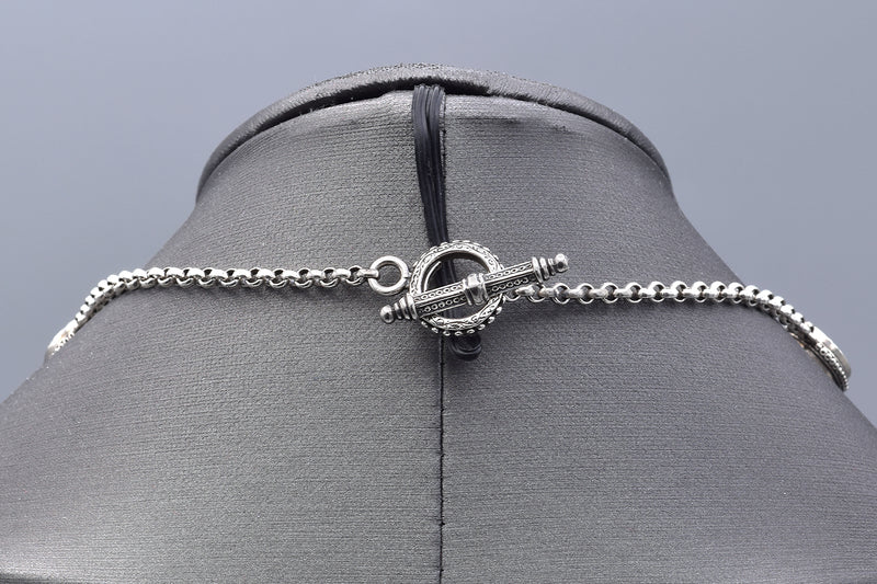 Konstantino Sterling Silver Mother of Pearl Cross Station Toggle Necklace