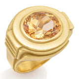 Vintage 19K Yellow Gold 7.08 Carats Citrine Cocktail Ring 18.9 Grams Size 5