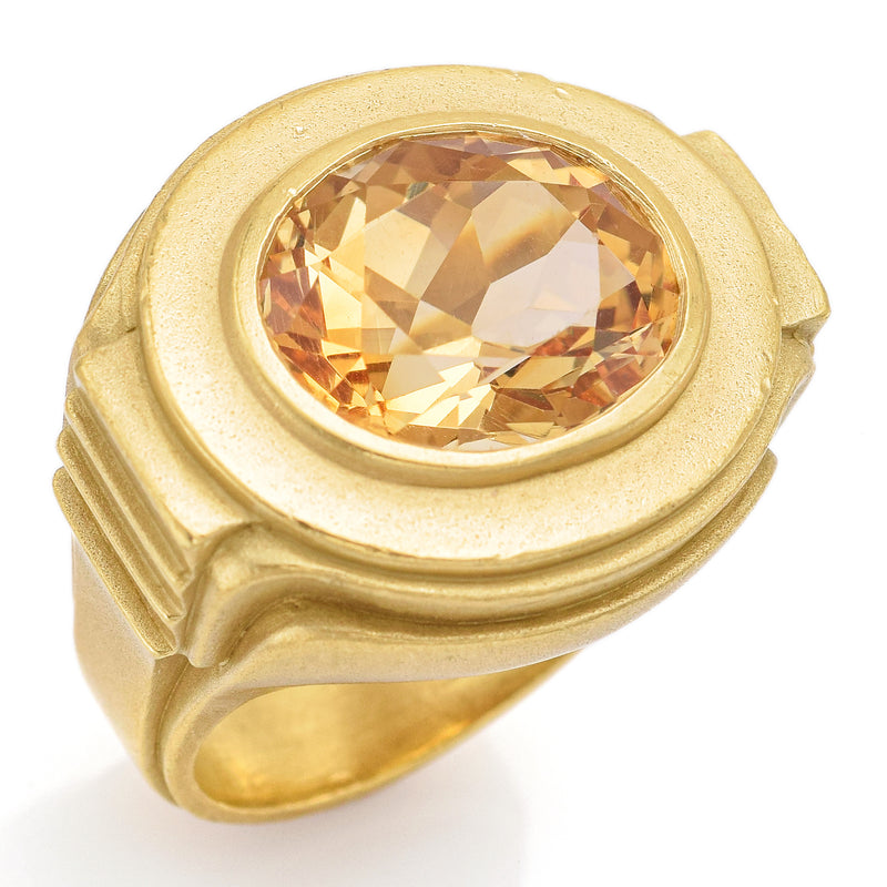 Vintage 19K Yellow Gold 7.08 Carats Citrine Cocktail Ring 18.9 Grams Size 5
