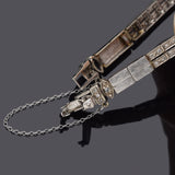 Antique Art Deco 14K White Gold Emerald & 1.66 Diamond Tennis Bracelet