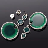 Estate Italian 18K Gold 30.68 TCW Chrysoprase & 1.02 TCW Diamond Drop Earrings