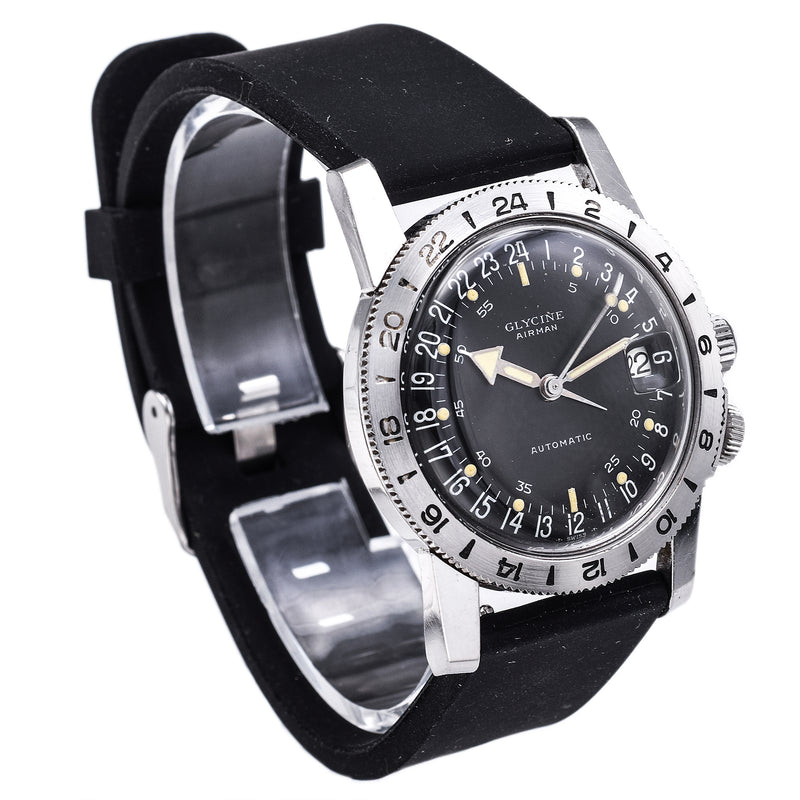 Vintage Glycine Airman 1960's Automatic Men's Date Watch Ref. 314050 Box Papers