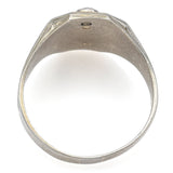 Vintage 10K White Gold Diamond Freemason Masonic Signet Ring Size 10