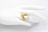 Vintage 18K Yellow Gold Mabe Pearl & 0.55 TCW Diamond Cocktail Ring
