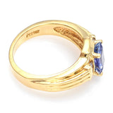 Vintage 14K Yellow Gold Tanzanite & Diamond Band Ring