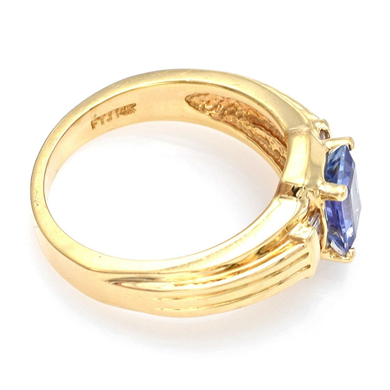 Vintage 14K Yellow Gold Tanzanite & Diamond Band Ring