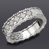 Vintage 18K White Gold 0.055 TCW Diamond Filigree Eternity Band Ring
