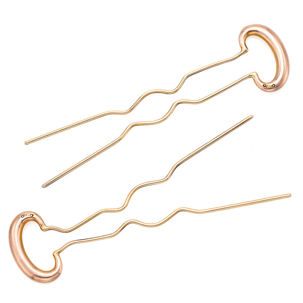 Set of 2 Antique 14K Yellow Gold Hair Pins