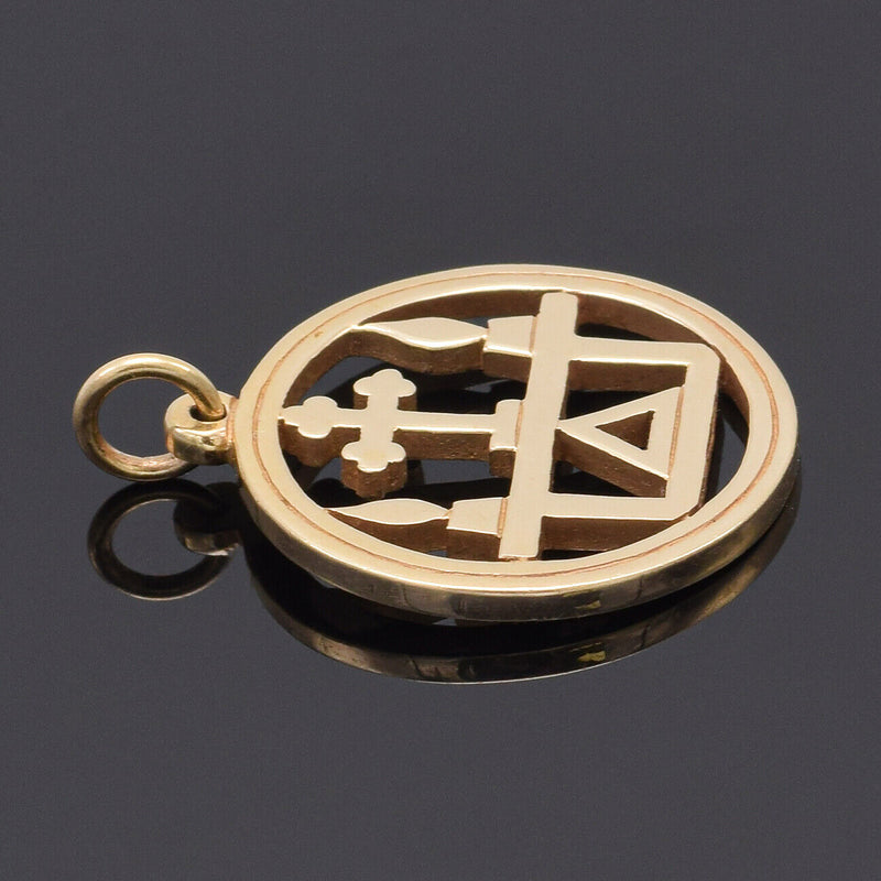 Vintage James Avery 14K Gold Retired Cross & Candle Circle Pendant 4.7 Grams