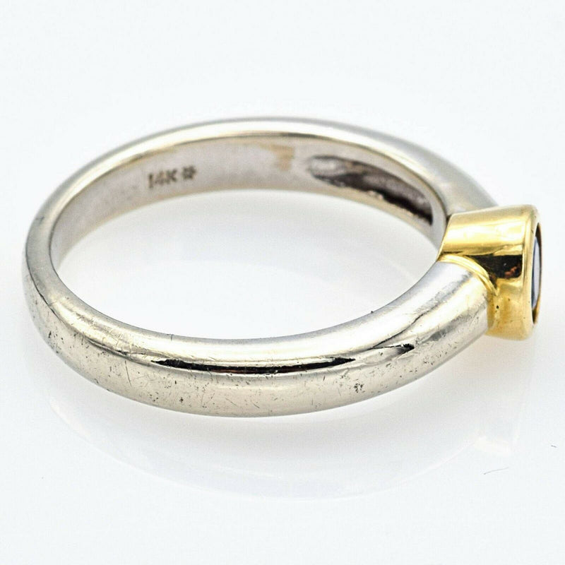 Estate 14K White And Yellow Gold Sapphire Ring
