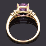 Vintage 10K Yellow Gold Pink Sapphire & Diamond Band Ring