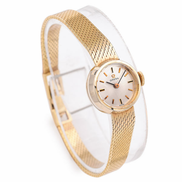 Vintage Omega 14K Yellow Gold Hand Wind Watch Women's + Box