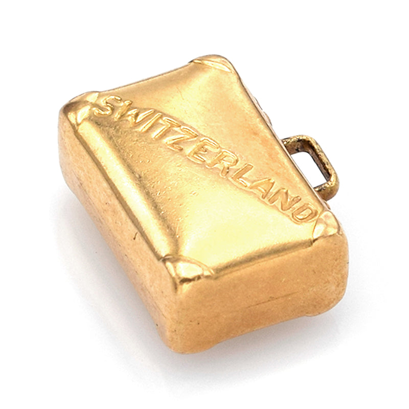 Vintage 14K Yellow Gold Switzerland Suitcase Charm Pendant