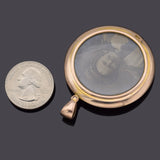 Antique English 9K Yellow Gold Round Reversible Open Face Locket Pendant