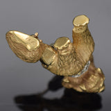 Vintage 14K Yellow Gold Emerald & Diamond Poodle Dog Brooch Pin