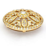 Antique 14K Yellow Gold Diamond Art Deco Round Brooch Pendant D/E VS-1