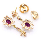 Vintage 14K Yellow Gold Ruby & Diamond Dangle Earrings