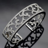 Leslie Greene 18K White Gold 1.20 TCW Diamond Hinged Cuff Bracelet