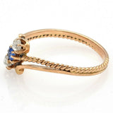 Antique 14K Yellow Gold Sapphire & Mine Cut Diamond Ring