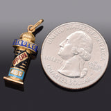 Vintage 18K Yellow Gold Folies-Bergere Enamel Charm Pendant 1.4 Grams