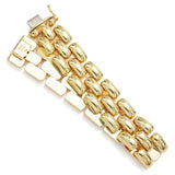 Estate 18K Yellow Gold 3-Row 18.5 mm Panther Chain Chunky Bracelet + Case