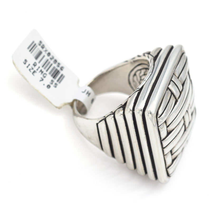 John Hardy Large Sterling Silver Bedeg Square Ring