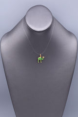 Vintage 18K Yellow Gold Green Enamel Camel Charm Pendant