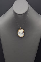 Antique Giovanni Noto 14K Yellow Gold Cameo Oval Brooch Pin Pendant