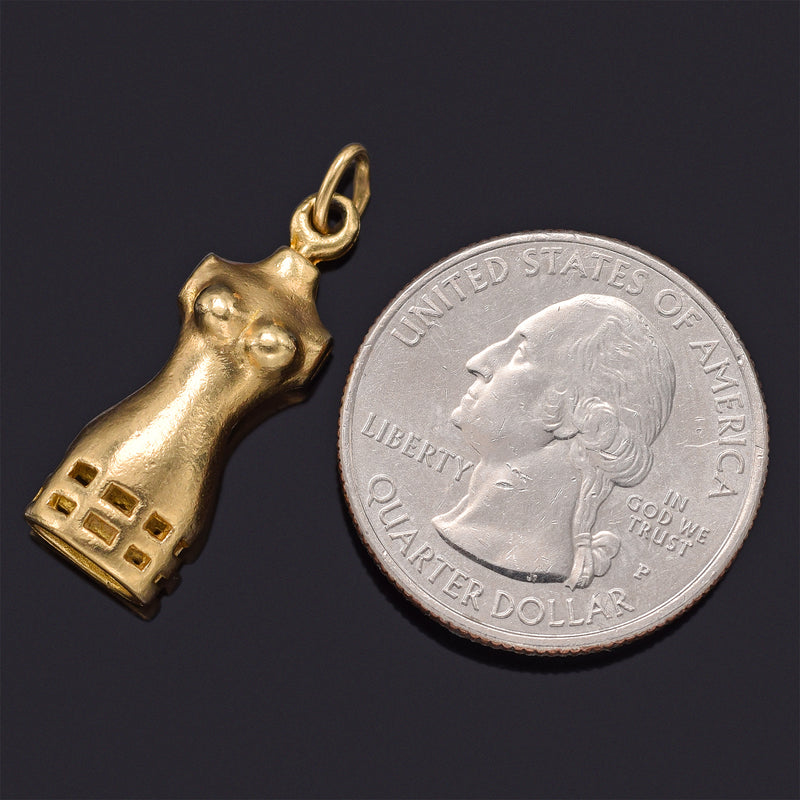 Vintage 14K Yellow Gold Dress Form Mannequin Charm Pendant