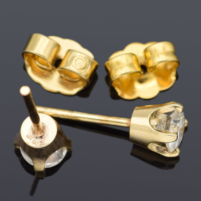 Vintage 14K Yellow Gold 0.56 TCW Diamond Round Stud Earrings 4.25 mm
