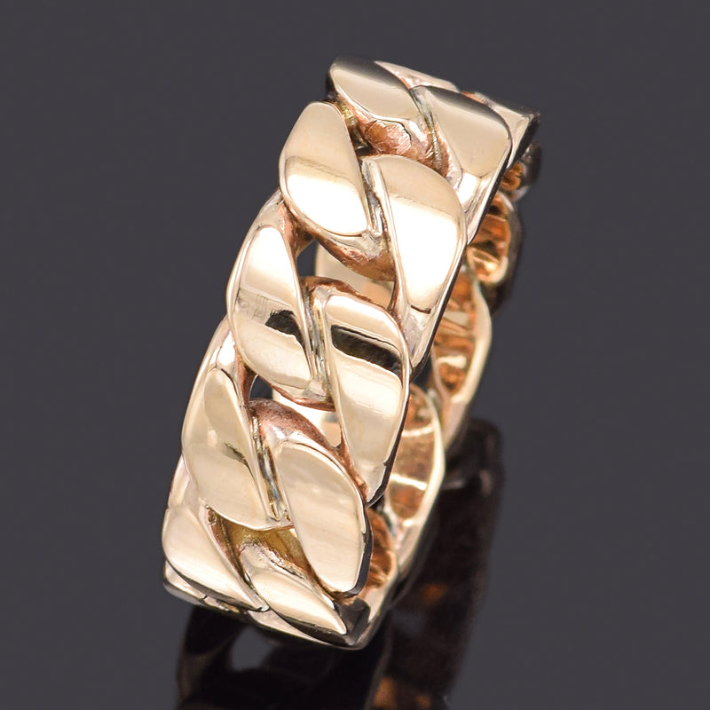 Estate 14K Yellow Gold Cuban Chain Band Ring 13.2 Grams 8.5 mm Size 9.25